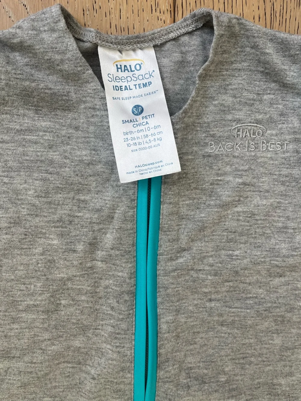 Halo SleepSack Ideal Temp Small 0-6 months Grey Blue Double Zipper Summer